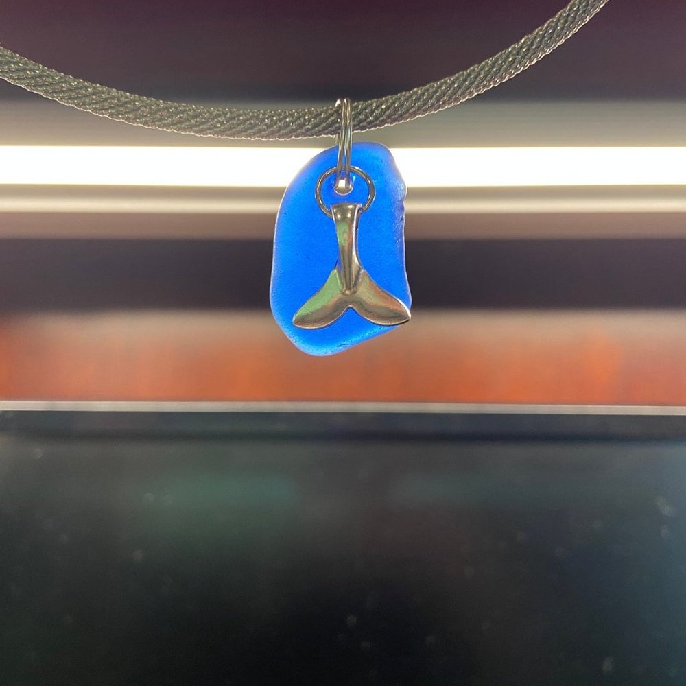 Choker style Cobalt Blue Sea Glass Necklace